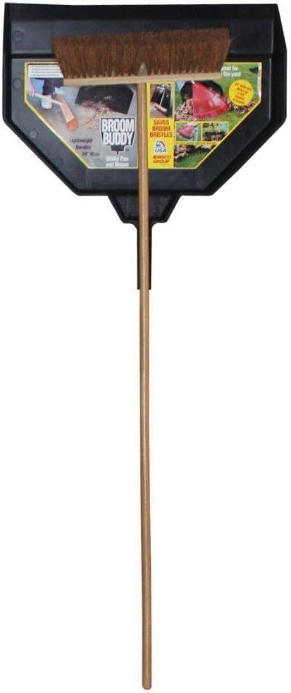 Emsco Group 7583-1AZ Enormous Yard & Garage Dust Pan – 24-Inch Mouth – Lightweight, Durable – Clip-On Features, Black