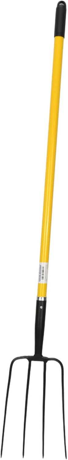 4-Tine Spading Fork with 48" Straight Fiberglass Handle, 12-3/4" Steel Tines