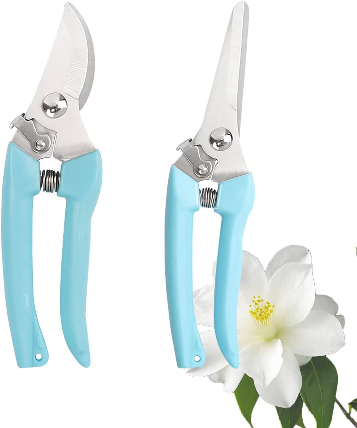 2 Pack Flower Scissors Set Stainless Steel Floral Design Supplies Tools for Flower Stem Cutter Rose Stripper Dethorner (Blue)