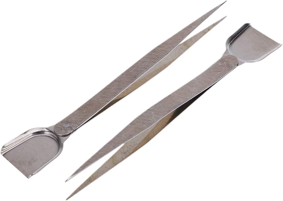 2Pcs Stainless Steel Tweezers Shovel Diamond Gem Tweezers Jewelry Beads Shovel Scoop Rhinestone Picking Tool