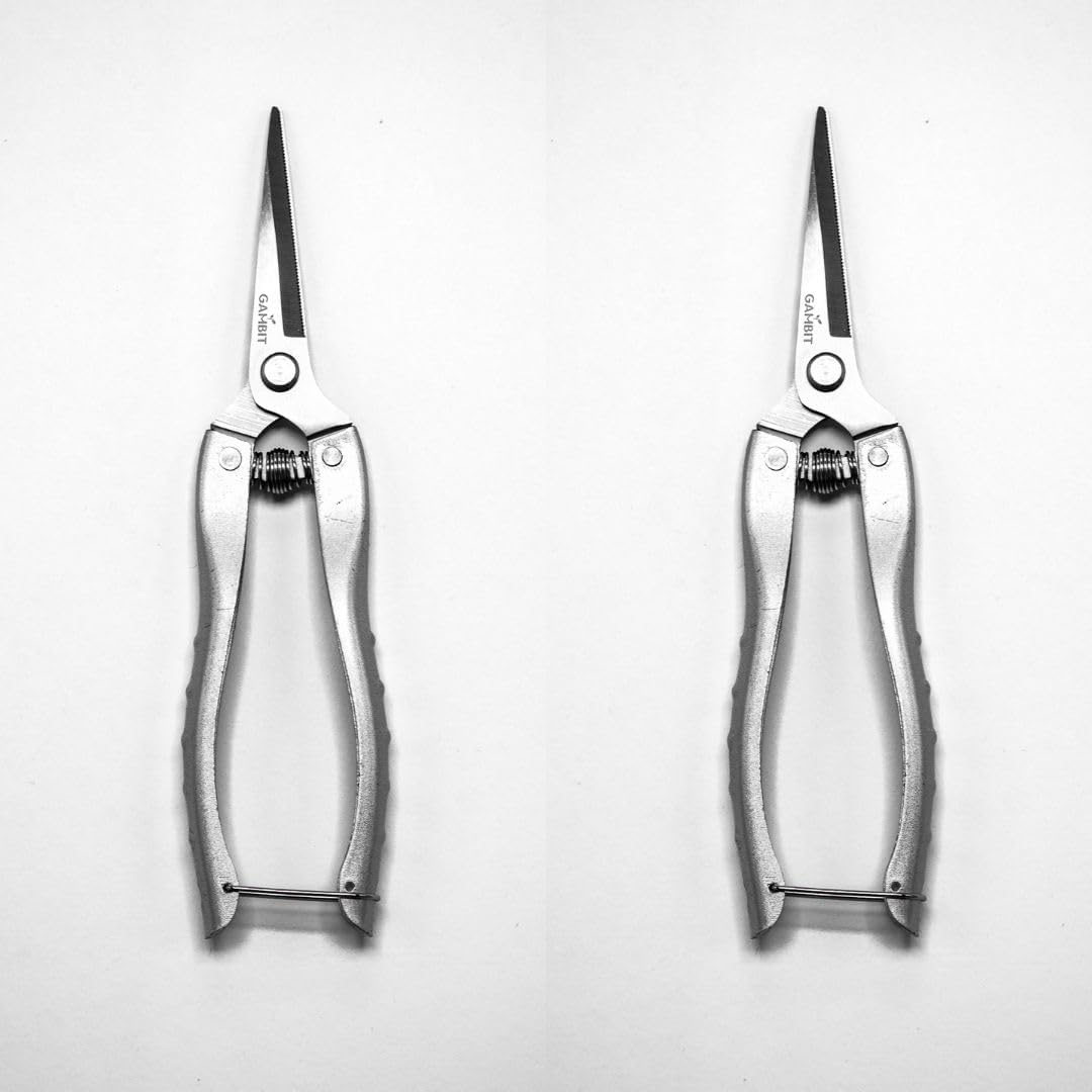 2 Pack - CC Precision Pruners – 3" Stainless Steel Blades with PTFE Coating, Ergonomic Spring-Loaded Handle, Durable All-Metal Design