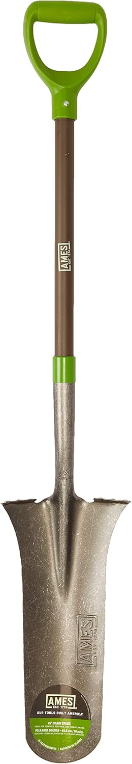 AMES 2531900 Tempered Steel Drain Spade with Fiberglass Handle, 47-Inch