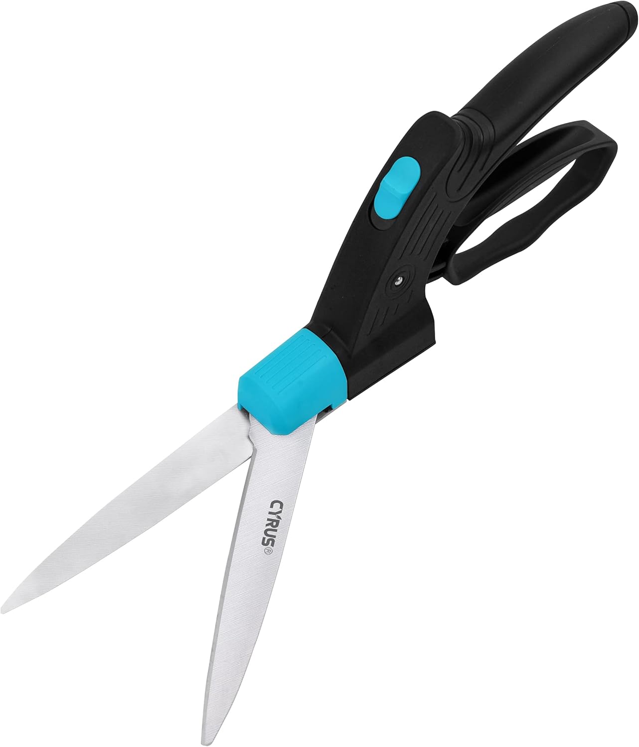 Grass Shears for Lawn Grass Clippers Handheld 360-Degree 5 Inch Rotating Carbon Steel Cutter Head, Safely Lock, Ergonomic Handle Suitable for Grasslands, Fences, and Hedges etc.