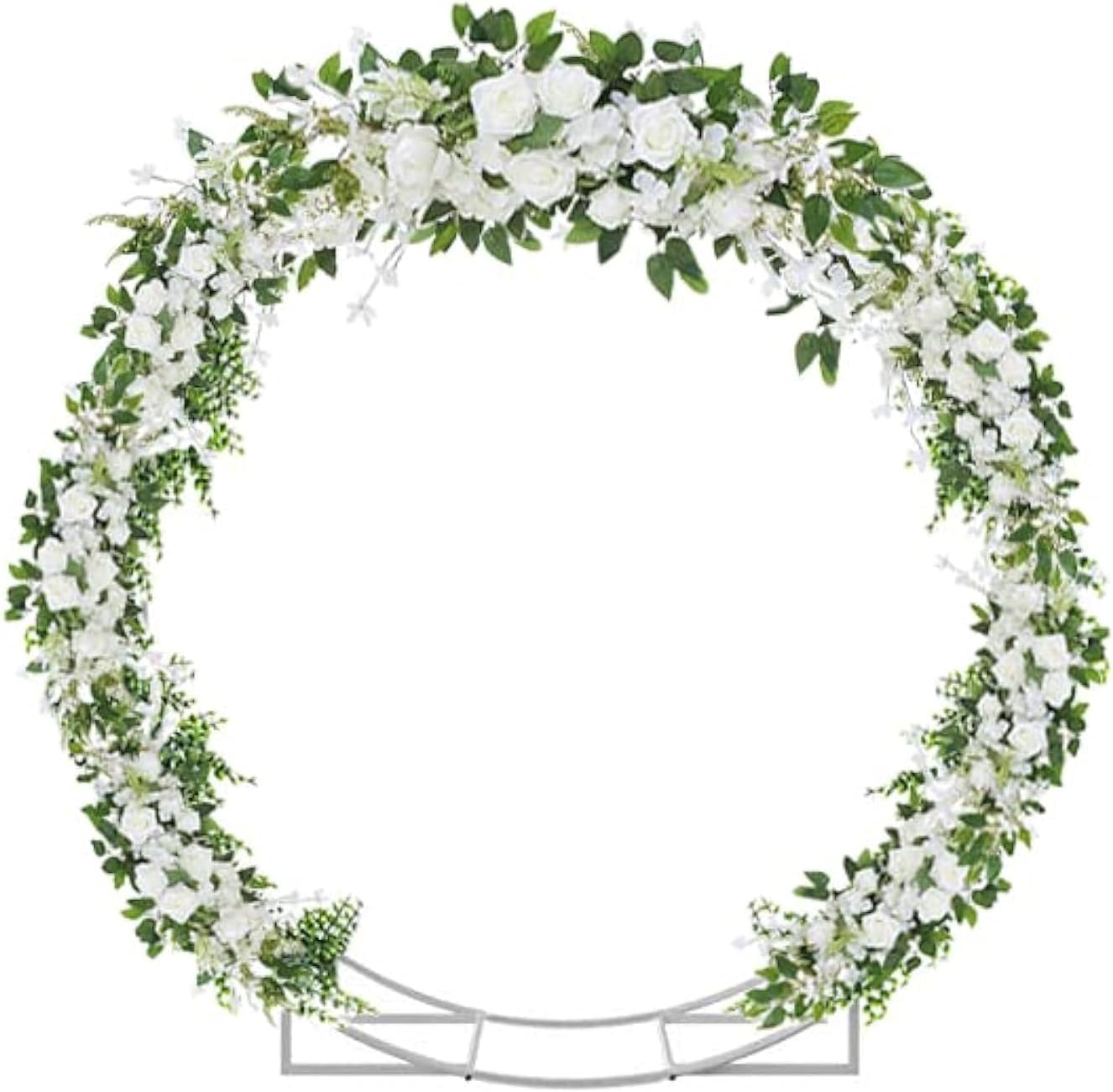 6.5 Ft Round Metal Arch Garden, Arbor for Garden, Indoor and Outdoor, Party Decoration, Easy Assembly (with Support Legs, Ground Anchors, Screwdriver, Instructions)