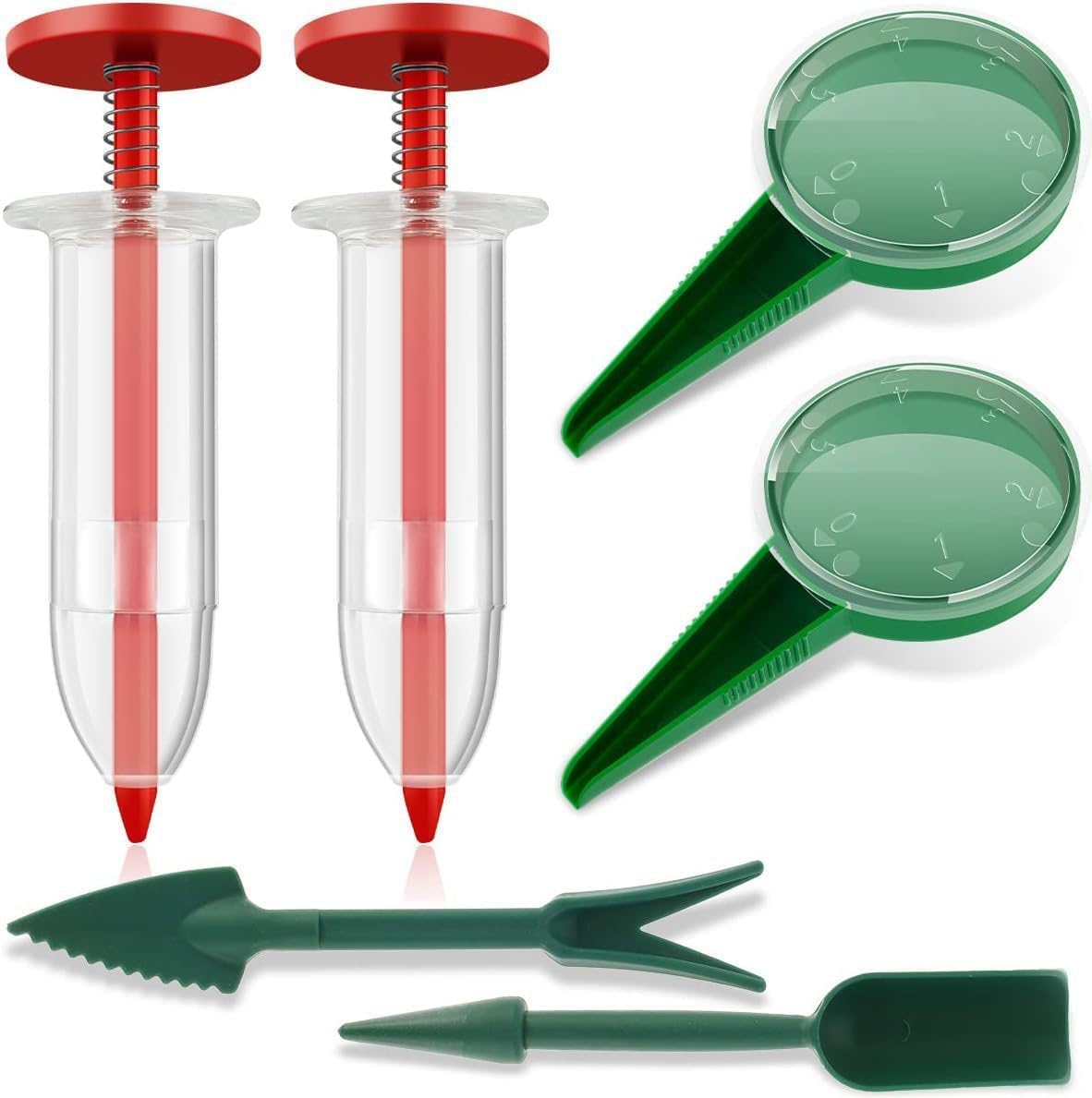 6Pcs Mini Sowing Seed Dispenser,Planter Tool, Handheld Seed Planter, Seed Sower Tool, Garden Seed Planter,Small Seed Spreader with Seedlings Dibber Widger for Spreaders Gardening and Lawn Care