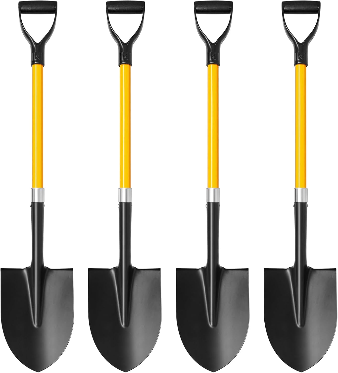 4 Pack Heavy Duty Digging Shovel Long Metal Shovel with Comfortable D Handel, Trenching Digging Spade for Garden Landscaping Construction, Snow Beach Sand(Water Drop)