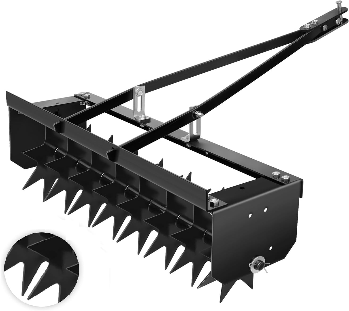 34 Inch Tow Behind Aerator, 200 LBS Heavy Duty Rolling Lawn Aerator, Manual Tow Behind Aerator with Rotary Spike for Lawn,Yard and Garden, Black