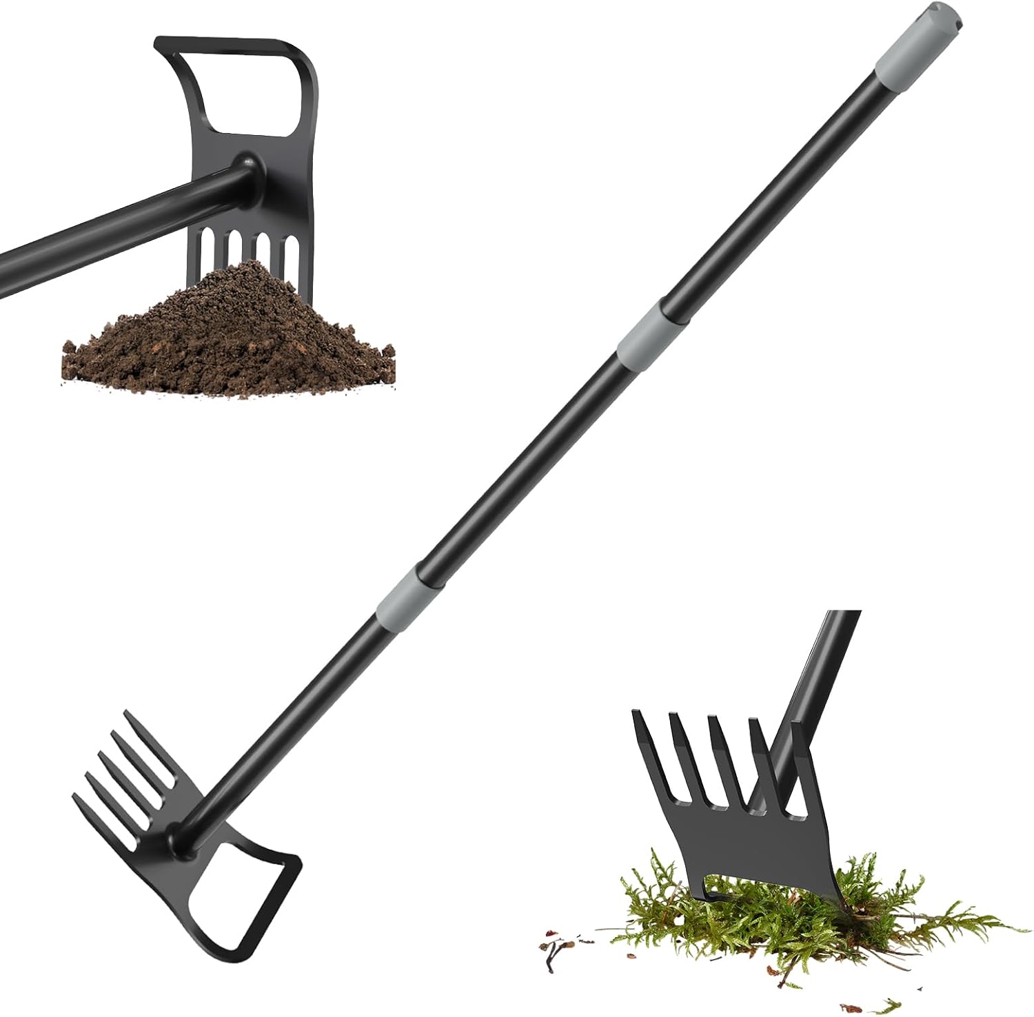 Hoe Garden Tool, 2 in 1 Heavy Duty Gardening Tools, 17 to 45 Inch Adjustable Weeding Tool with Gray Sheath, The Garden Hoe is Used to Loosen Soil and Weed in a Vegetable or Flower Garden