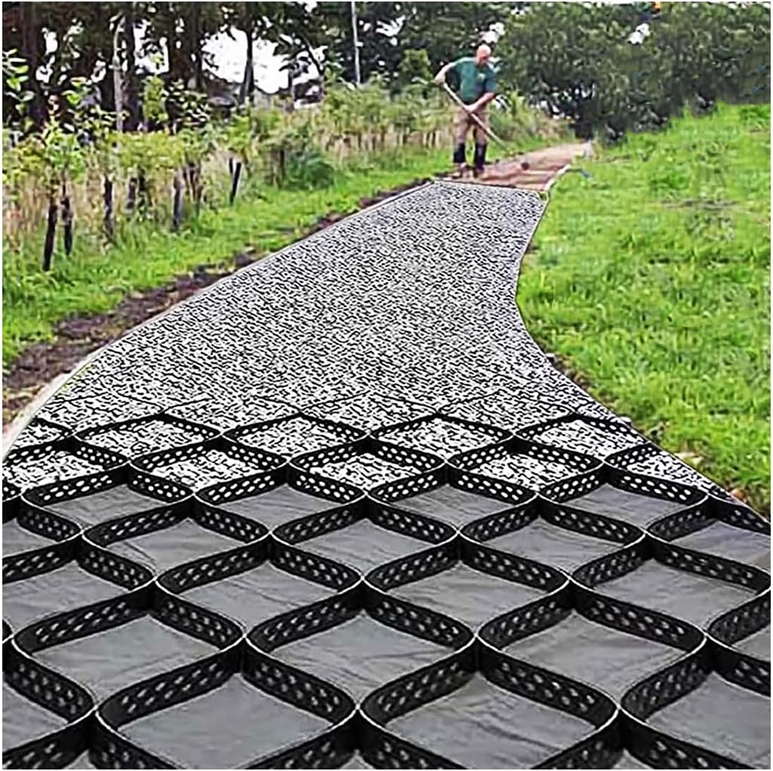 2" Thick Geocell Ground Grid 6.5 X 16.5 ft, Geo Gravel Stabilizer Grid Driveway, Geo Grid Retainer System for Garden Landscape, Walkway, Parking Slope, 1885 LBS Per Sq ft
