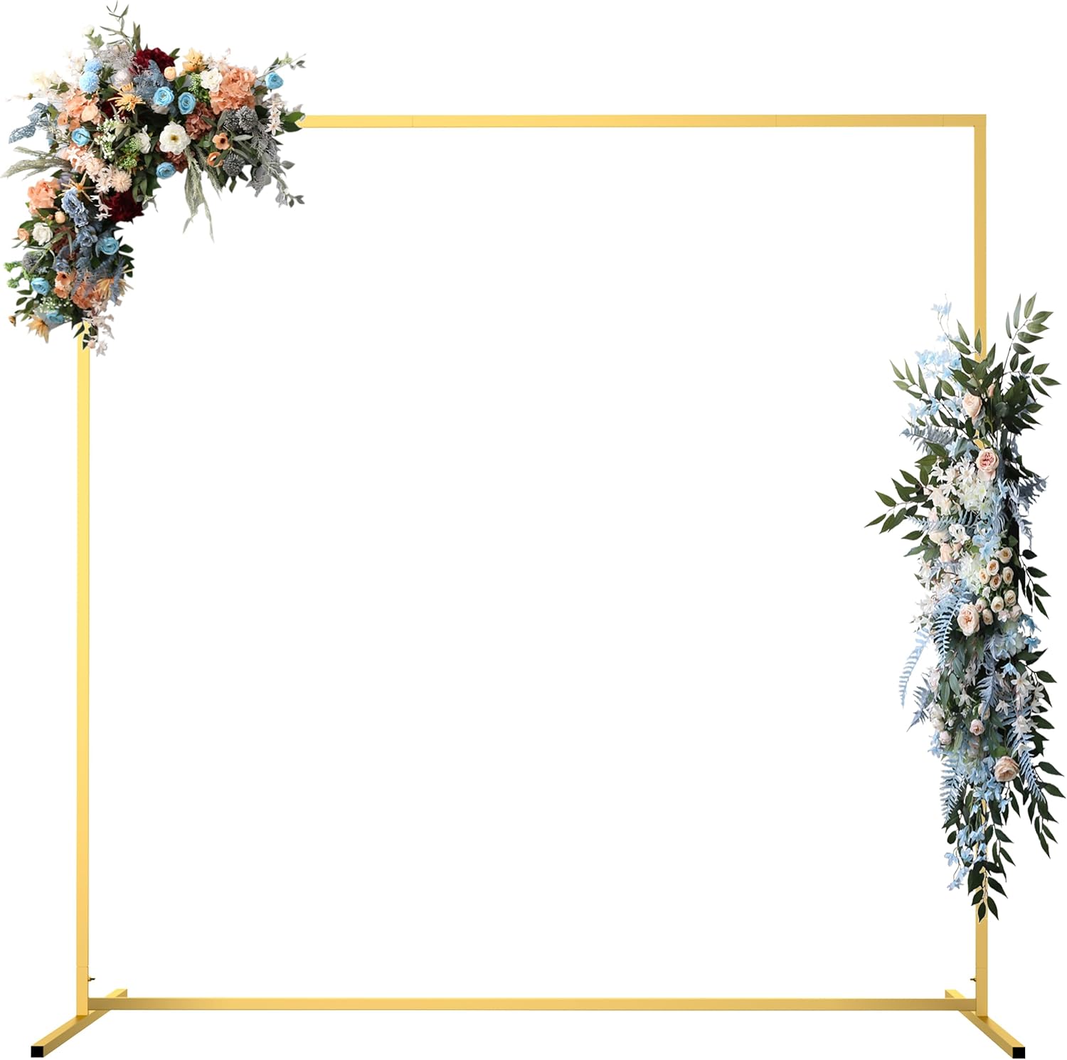 6.6FT Gold Wedding Arch Backdrop Stand, Square Metal Frame for Ceremony, Party, Birthday, Baby Shower, and Photo Booth Decoration, Ideal for Balloon, Floral, and Garden Arbor Displays