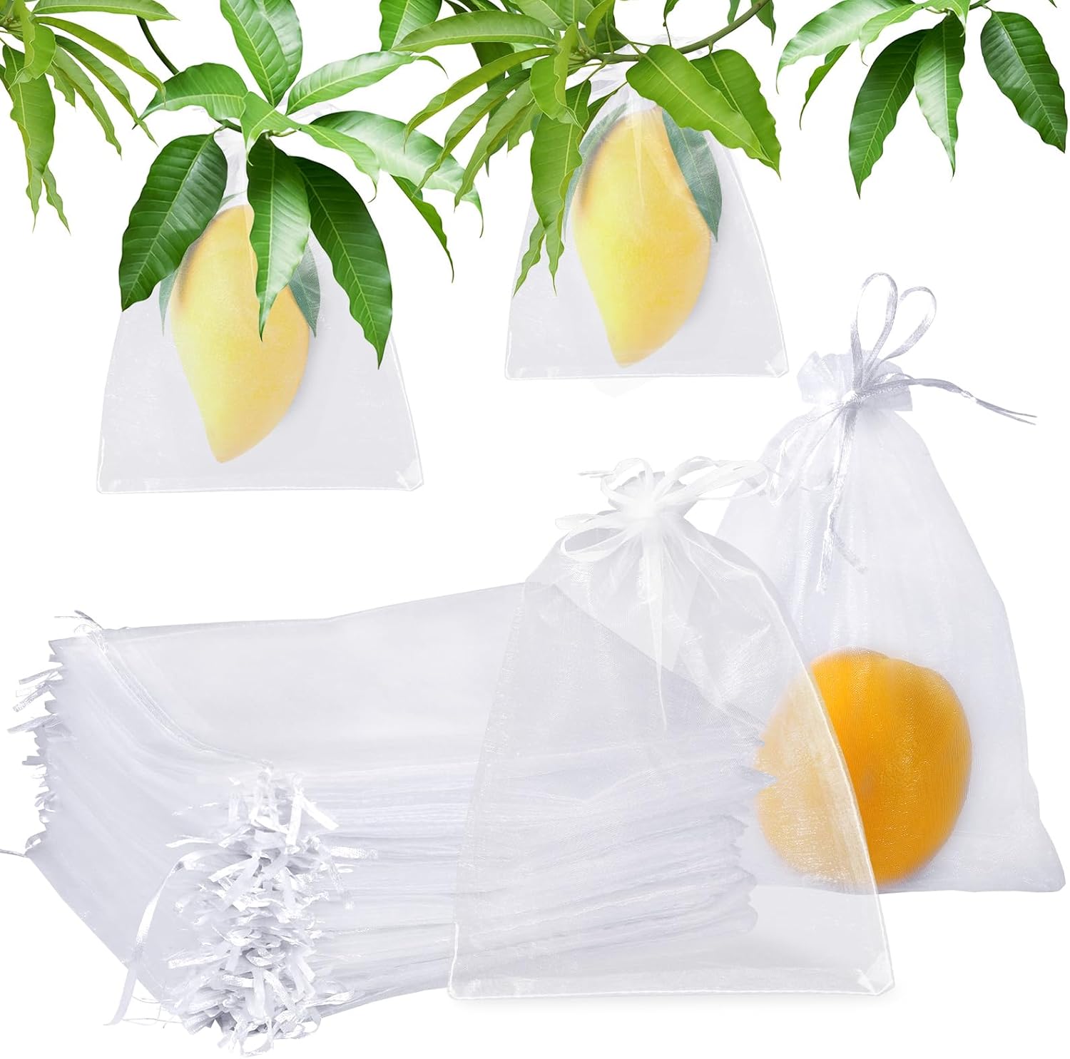 100 PCS Fruit Protection Bags, 4"x6" Fruit Netting Bags, Nylon Net Barrier Bag Garden Netting Bags, Mesh Garden Protect Bags for Protecting Plant Fruits Flower Vegetables from Insect Pest Bird