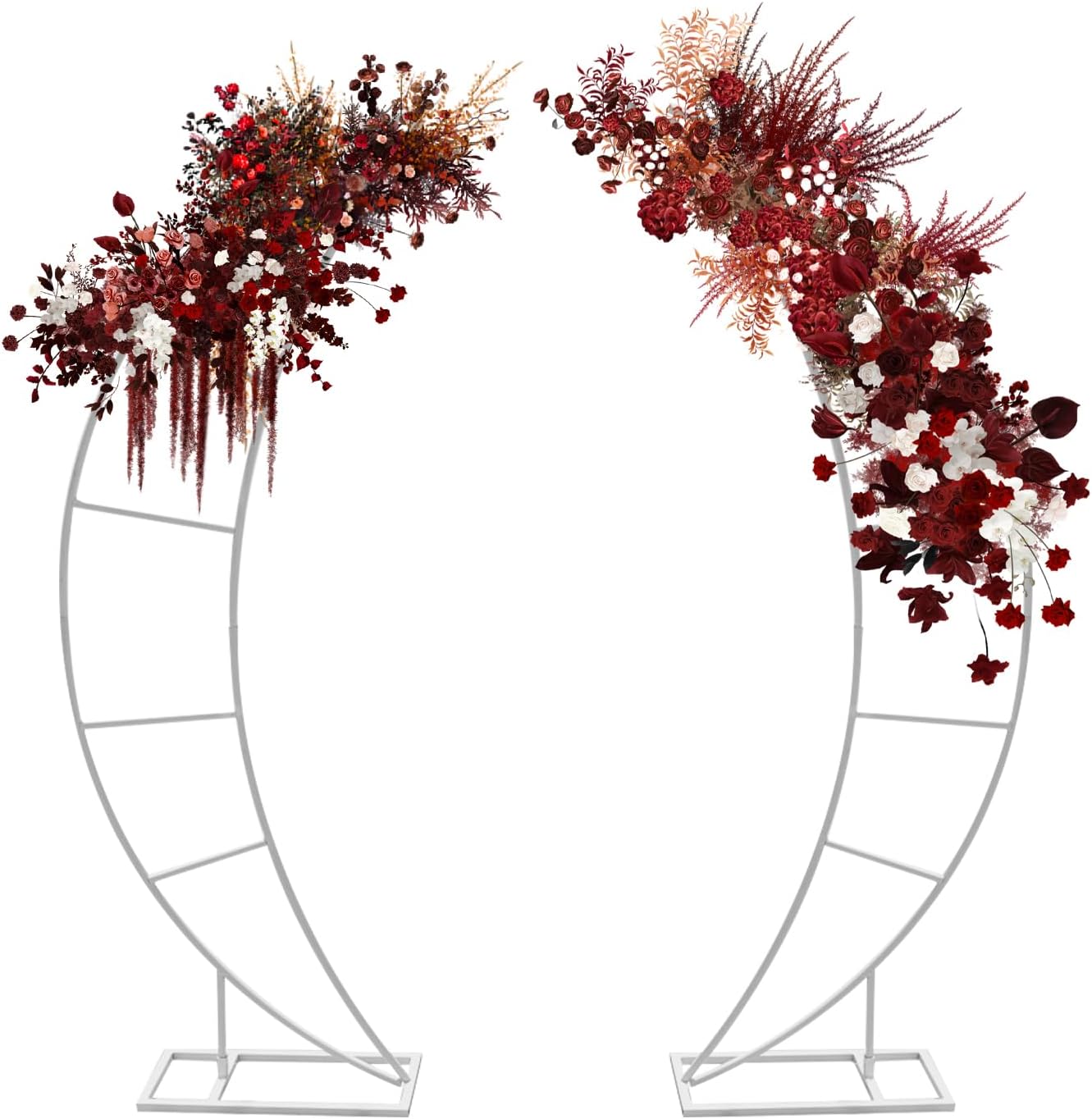 2PCS Wedding Arch Stand Half Moon Arch Stand 2M Curved Wedding Arch Backdrop Stand Moon Archs for Party Elegant Decorations White Wedding Backdrop