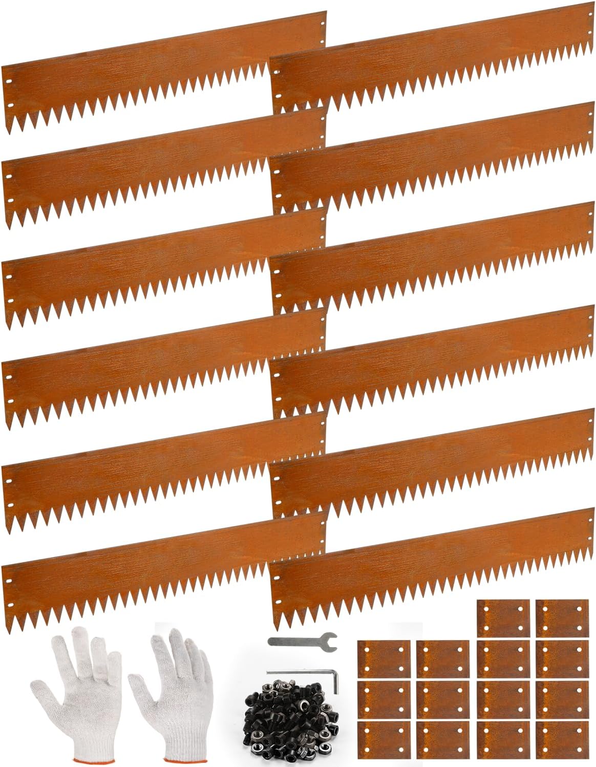 12 Pack Landscape Edging, Duvecfoi 40FT Length Corten Steel Garden Edging, Flexible Lawn Border for Garden Beds, Pathways, Flower Metal Landscape Edging with Fixing Clips, No Dig Easy Setup