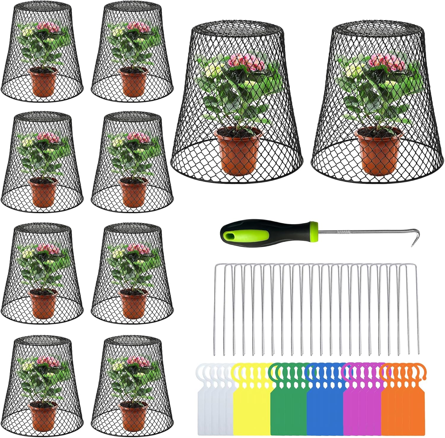 10 Pcs Chicken Wire Plant Covers Wire Garden Cloches Protector Metal Heavy Duty Garden Plant Cloche for Keeping Bunnies Chicken Squirrels Birds Other Out